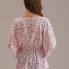 Wholesale V Neck 3/4 Length Sleeve Elastic Waist Top Floral