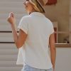 Clearance Short Sleeve Classic Collar Cotton Blouse White