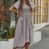 Wholesale Short Sleeve V Neck Maxi Dress Lightpink