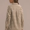 Clearance Casual Plaid Collar Button Shirt Shacket With Pocket Wheat