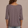 New Printed 3/4 Length Sleeve Round Neck Top Multi