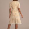 Best Short Sleeve Round Neck Midi Dress Ivory