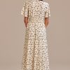 Clearance Short Sleeve V Neck Tiered Maxi Dress Floral