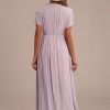 Clearance Short Sleeve Round Neck Buttons Tiered Maxi Dress With Pockets As Picture