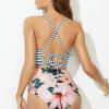 Wholesale Strappy Switchback And Floral High Waist Bikini Set Stripe