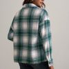 New Green Long Sleeve Classic Neck Pockets Jacket Shacket Plaid