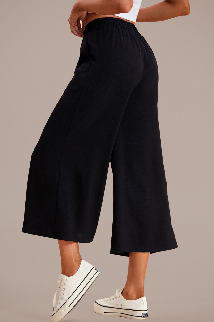 Hot High Waist Wide Leg Pants Black