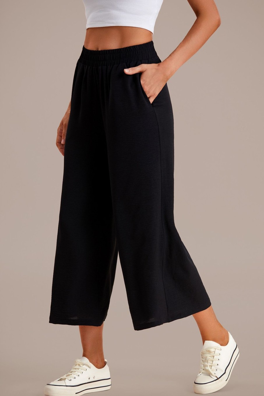 Hot High Waist Wide Leg Pants Black