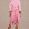 Hot V Neck Button Down Top And Patchwork Dress Suit Pink