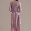 Wholesale Long Sleeve V Neck Smocked Midi Dress Lavender