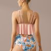 Hot Ruffled Scoop Neck Adjustable Straps High Waist Flower Tankini Set Multicolor