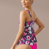 Online Floral Print Scoop Neck Tankini Set Deep Pink