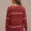 Best Holiday V Neck Long Sleeve Side Pockets Knit Top Multicolor