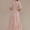 Best Short Sleeve Round Neck Smocked Maxi Dress Floral