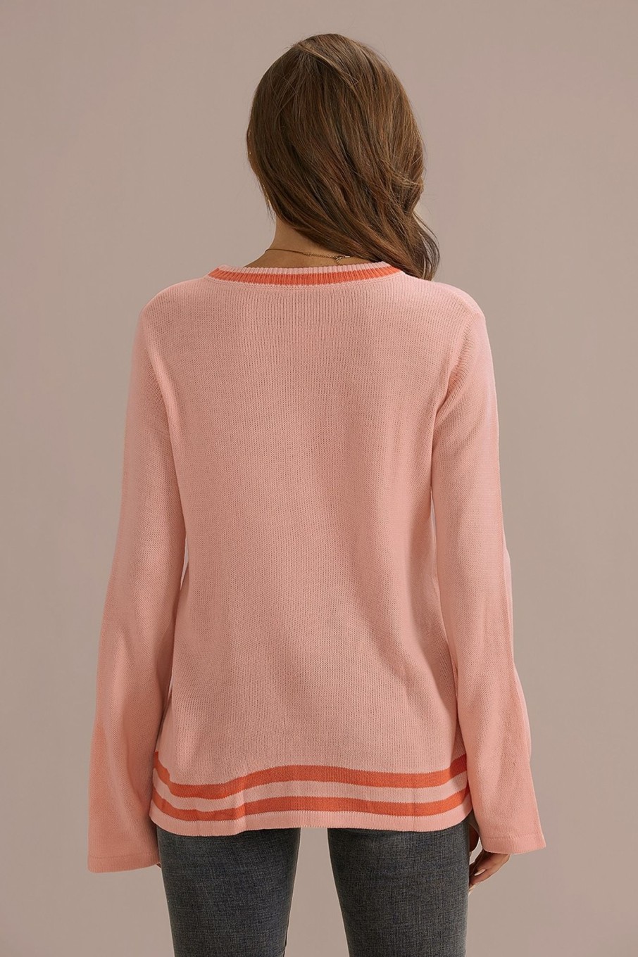 Wholesale Casual Autumn Winter Sweater With Stripe Print As Picture