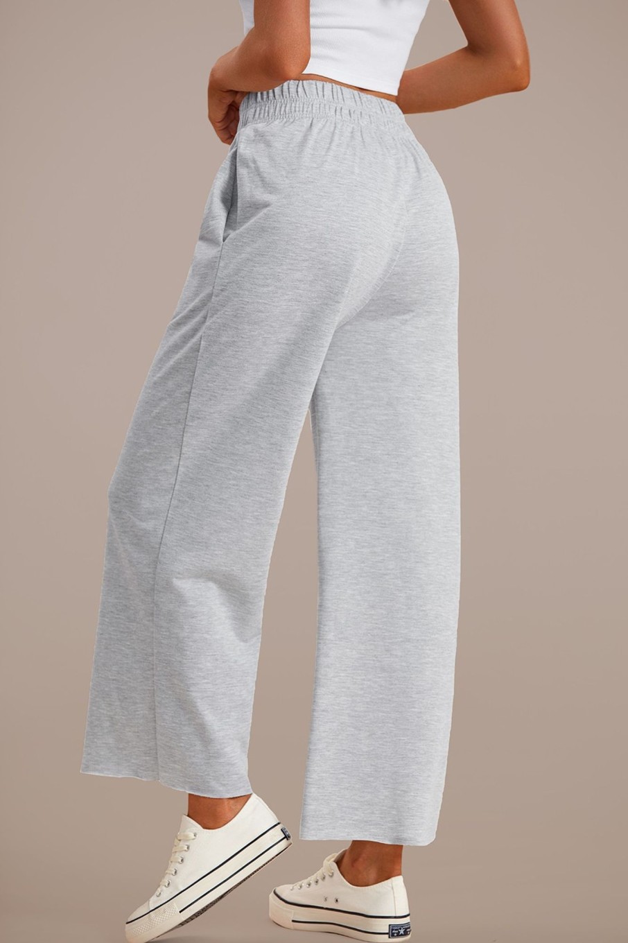 Clearance High Waist Wide Leg Lounge Pants Grey