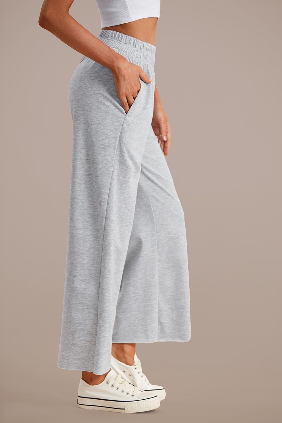 Clearance High Waist Wide Leg Lounge Pants Grey