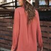 Hot Long Sleeve Classic Neck Buttons Shirt Jacket Rosewood