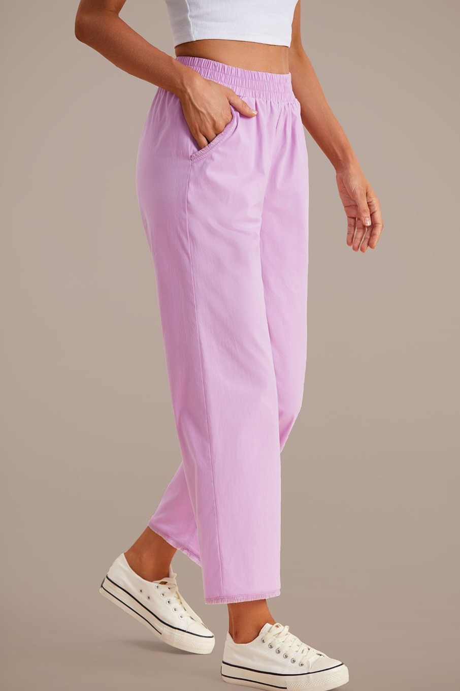 Clearance High Waist Wide Leg Pants Lavender