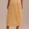 Hot Pleated Elastic Waist Midi Skirt Yellow