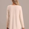 Wholesale Long Sleeve Round Neck Buttons Top Beige