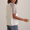 New Floral Short Sleeve Round Neck Shirt White