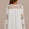 Wholesale Long Sleeve Round Neck Hollow Blouse White