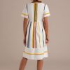 Online Stripe Short Sleeve Round Neck Midi Dress Multi