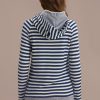 New Stripe Long Sleeve Halfzip Side Pockets Hoodie Navy