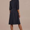 Online Half Sleeve V Neck Buttons Midi Dress Black