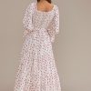 Clearance Floral 3/4 Sleeve Square Neck Smocked Tiered Maxi Dress Multi