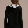 Clearance Stripe Long Sleeve Halfzip Hoodie Black