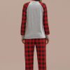 Wholesale Plaid Long Sleeve Round Neck Pj Set Multicolor