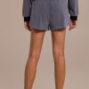 Clearance Hazy Black Elastic Tie Waist Shorts With Pockets Hazyblack