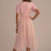 Clearance Short Sleeve Round Neck Midi Dress Pink