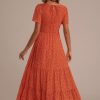 New Short Sleeve Round Neck Spring Summer Maxi Dress Rust