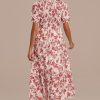 Best Short Sleeve V Neck Smocked Maxi Dress Floral