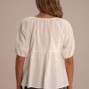 Clearance Round Neck Short Puff Sleeve Blouse White