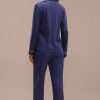 Online Dots Long Sleeve Collared Neck Buttons Pj Set Blue