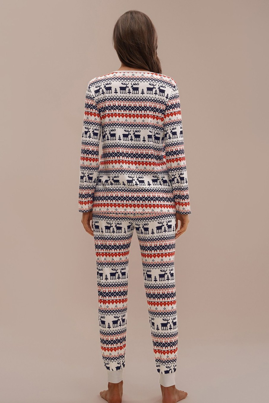 New Cute Christmas Elk And Geo Print Pj Set Multi