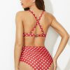 New Polka Dot Twist Front High Waist Bikini Set Red