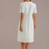 Best Short Sleeve Round Neck Midi Dress White