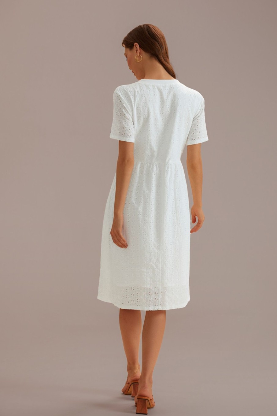 Best Short Sleeve Round Neck Midi Dress White