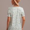 Wholesale Floral V Neck Ruffle Short Sleeve Blouse Multi