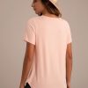 Online Ribbed Short Sleeve Button Detail Top Peach