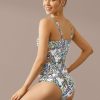 Hot Floral Print V Neck Underwire Twist Tankini Set Multi