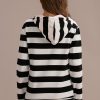 Clearance Black And White Stripe Long Sleeve Halfzip Hoodie Multi Colors