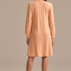 Best Long Sleeve Round Neck Midi Dress Light Pink