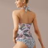 Best Leopard Print Halter Strap Tankini Set Multi