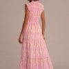 Best Sleeveless High Neck Smocked Maxi Dress Rose